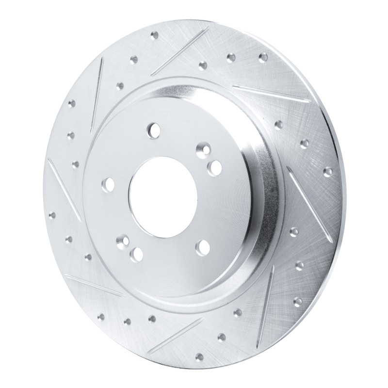 Hyundai SANTA FE Brake Rotor (1) - Rear Left - R1 Concepts - Drilled & Slotted - Silver - `21-`25